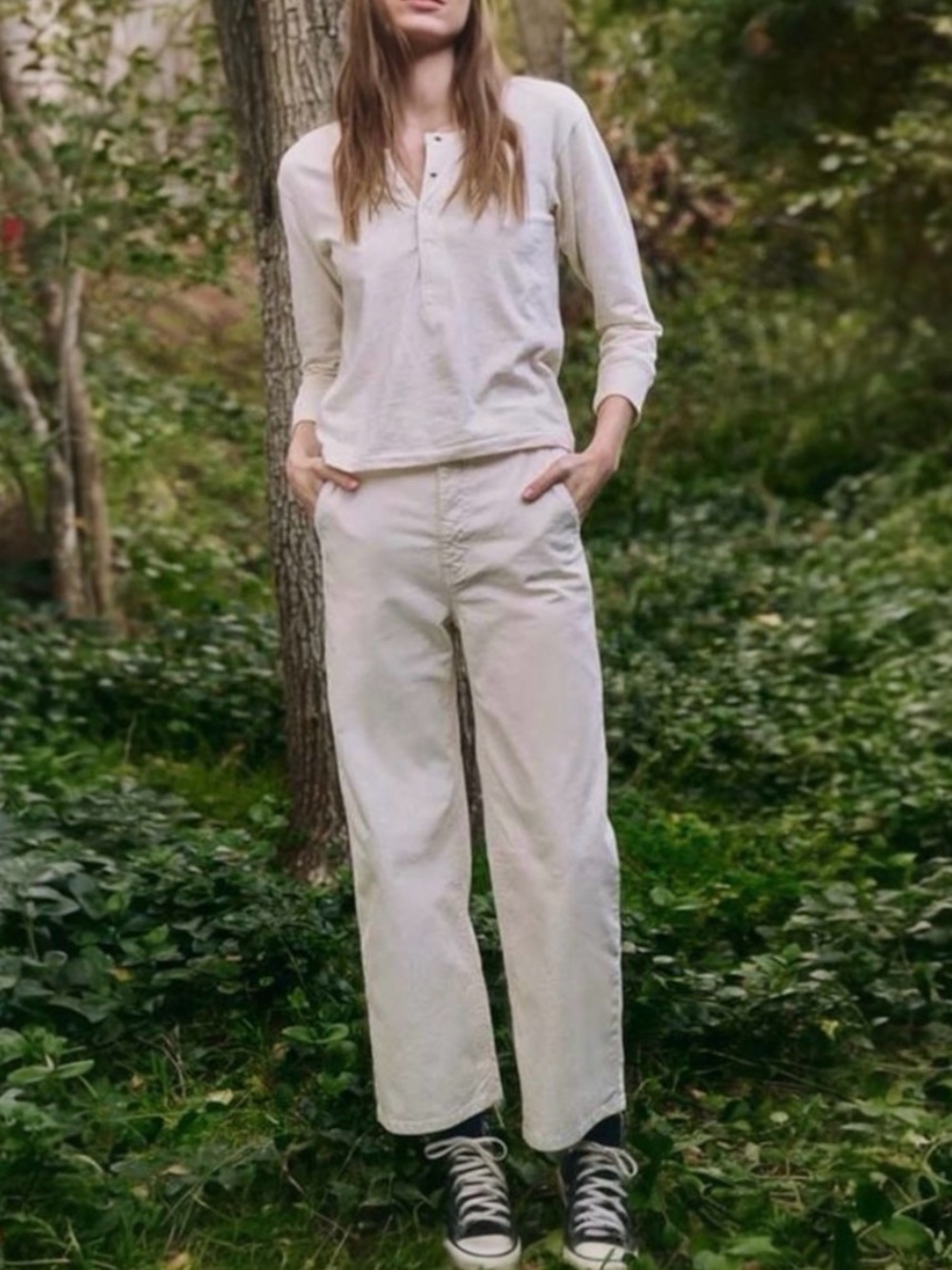 THE GREAT natural canvas pants wide leg 26 never worn $250